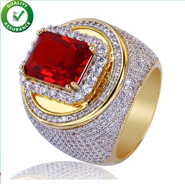 Hip Hop Jewelry Mens Gold Rings Iced Out Luxury Designer Micro Paved CZ Red Diamond Bling Rock Finger Ring Engagement Wedding Accessories
Hip Hop Jewelry Mens Gold Rings Iced Out Luxury Designer Micro Paved CZ Red Diamond Bling Rock Finger Ring Engagement Wedding Accessories