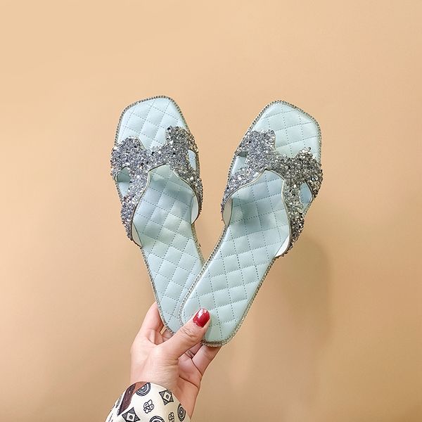 summer women's shoes shimmery water drill casual flat outdoor flip-flops size 32-46, Black