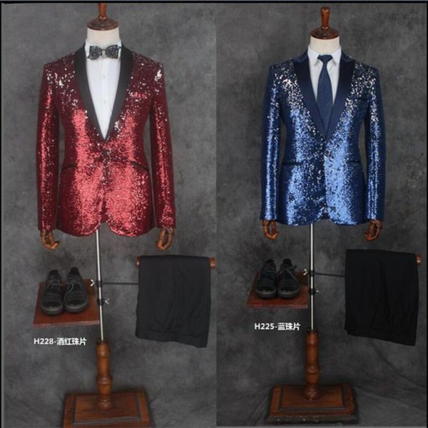 men's suits & blazers s-3xl formal dress stage singer costume set suit slim sparkling paillette party groom, White;black
men's suits & blazers s-3xl formal dress stage singer costume set suit slim sparkling paillette party groom, White;black