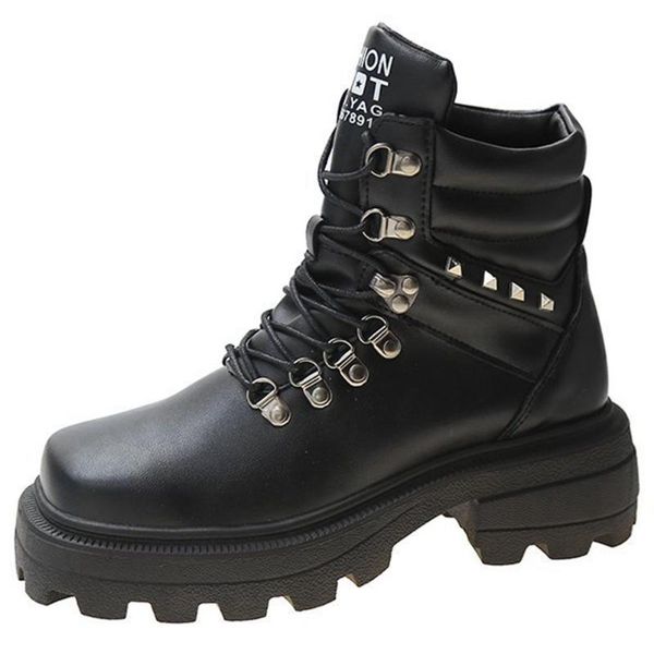 boots female casual daily women shoes square toe metal buckle fashoin punk platform lace up ankle, Black
boots female casual daily women shoes square toe metal buckle fashoin punk platform lace up ankle, Black