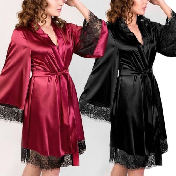 women's sleepwear women fashion silk kimono dressing gown bath robe ladies fancy bandage lingerie set nightdress tenu, Black;red
women's sleepwear women fashion silk kimono dressing gown bath robe ladies fancy bandage lingerie set nightdress tenu, Black;red