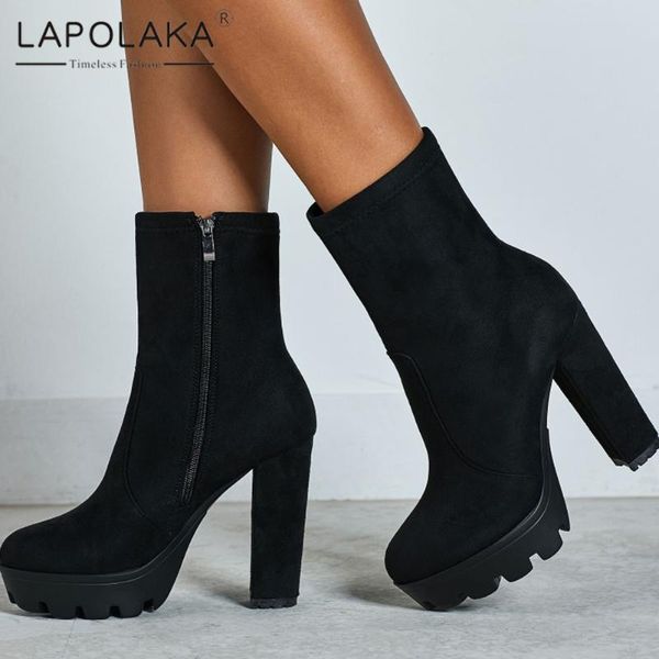 lapolaka 2020 big size 42 chunky high heels mid calf boots woman shoes platform zip up spring autumn boots female, Black
lapolaka 2020 big size 42 chunky high heels mid calf boots woman shoes platform zip up spring autumn boots female, Black