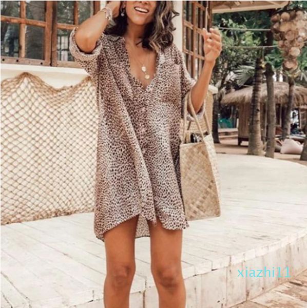 summer 2020 new women's dress dress leopard print long sleeve mini skirt shirt trim sexy, Black;gray
summer 2020 new women's dress dress leopard print long sleeve mini skirt shirt trim sexy, Black;gray