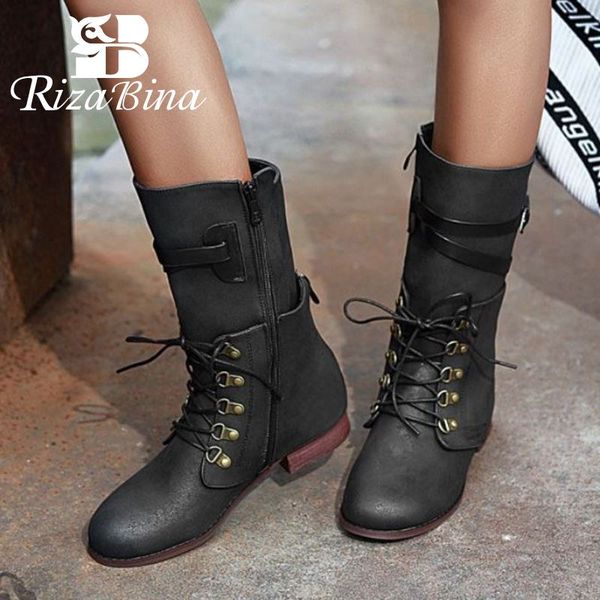 rizabina new mid calf boots for woman round toe side zipper low heels shoes fashion buckle winter women footwear size 34-43, Black
rizabina new mid calf boots for woman round toe side zipper low heels shoes fashion buckle winter women footwear size 34-43, Black