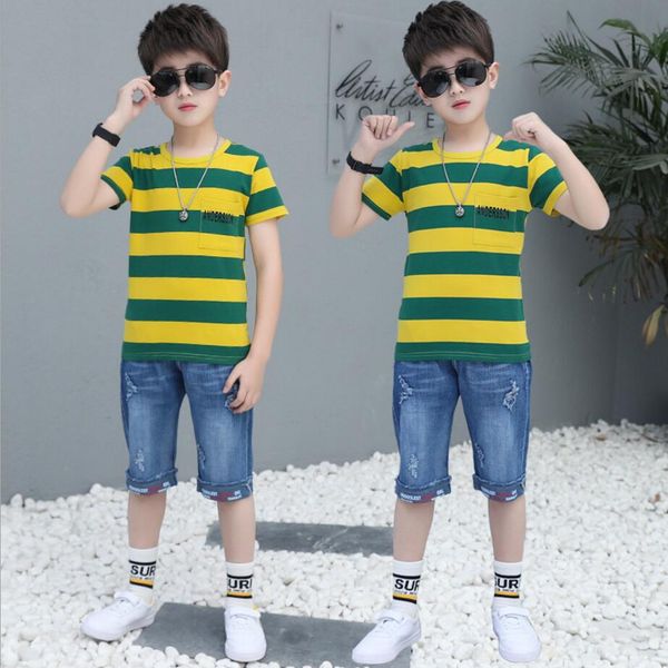 children clothing summer sport suit boys sets kids clothes stripe t-shirt+jeans 2pcs outfits kg-406, White
children clothing summer sport suit boys sets kids clothes stripe t-shirt+jeans 2pcs outfits kg-406, White