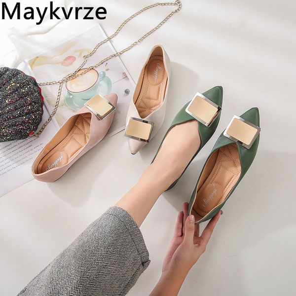 2020 new shoes women flats casual shoes big size; 33-43 fashion pointed metal square buckle comfortable leather female, Black
2020 new shoes women flats casual shoes big size; 33-43 fashion pointed metal square buckle comfortable leather female, Black