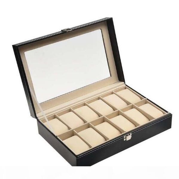 12 slots black pu leather wrist watch box watch case storage holder organizer jewelry display box 30x20x8cm, Black;blue
12 slots black pu leather wrist watch box watch case storage holder organizer jewelry display box 30x20x8cm, Black;blue