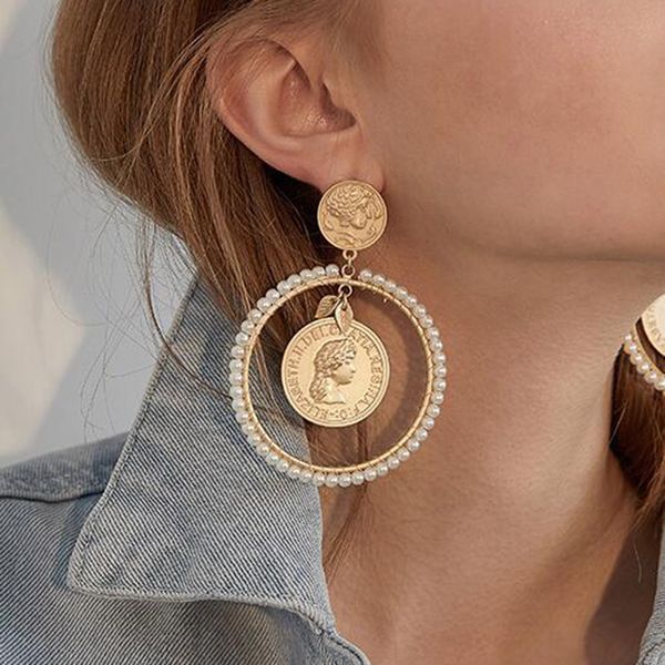 vintage geometric round pearl earring fashion exaggerated portrait earrings statement earrings alloy drop earring for women wedding jewelry, Silver
vintage geometric round pearl earring fashion exaggerated portrait earrings statement earrings alloy drop earring for women wedding jewelry, Silver