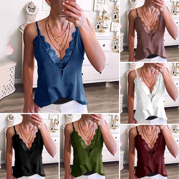 women summer sleeveless spaghetti strap camisole t-shirt lace patchwork fashion cami tank plus size, White
women summer sleeveless spaghetti strap camisole t-shirt lace patchwork fashion cami tank plus size, White