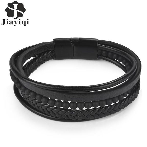 anklets jiayiqi punk black bracelet cool men multilayer leather bangle stainless steel magnetic clasp wristband trendy male jewelry gift, Red;blue
anklets jiayiqi punk black bracelet cool men multilayer leather bangle stainless steel magnetic clasp wristband trendy male jewelry gift, Red;blue