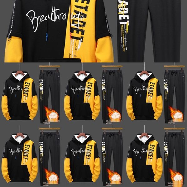 2019 sweater autumn and winter hooded men's fleece thickened youth high coat sweater coatschool students two-piece fashionable coat gzn, Black
2019 sweater autumn and winter hooded men's fleece thickened youth high coat sweater coatschool students two-piece fashionable coat gzn, Black
