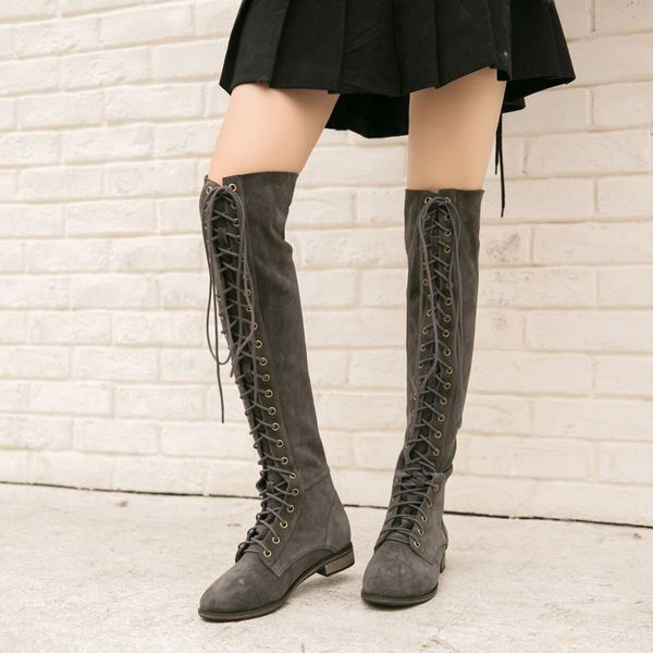 2020 new gray suede lace up women over the knee boots female slim fit thigh high boots flat long botas mujer, Black
2020 new gray suede lace up women over the knee boots female slim fit thigh high boots flat long botas mujer, Black