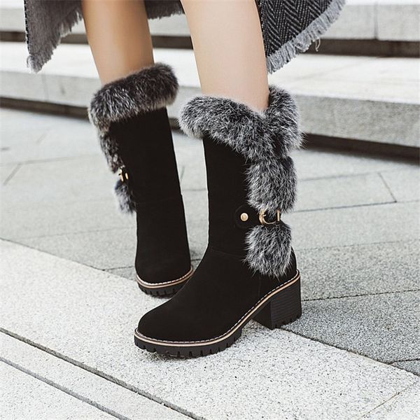 pxelena flock women mid calf boots faux fur buckle strap punk chunky block thick high heels winter shoes ladies black red brown
pxelena flock women mid calf boots faux fur buckle strap punk chunky block thick high heels winter shoes ladies black red brown