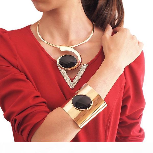 fashion big resin torques cuff bracelet set necklace alloy statement necklaces for women wedding party jewelry sets uken, Silver
fashion big resin torques cuff bracelet set necklace alloy statement necklaces for women wedding party jewelry sets uken, Silver