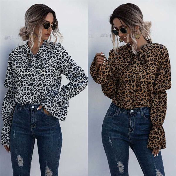 women's blouses & shirts plus size long sleeve women 2021 autumn leopard bow lantern, White
women's blouses & shirts plus size long sleeve women 2021 autumn leopard bow lantern, White