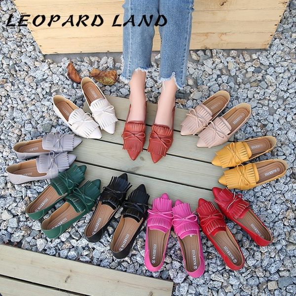 leopard land women's street fashion tassled flat shoes red ladies comfortable casual pointed shoes women's large wz--5, Black 
leopard land women's street fashion tassled flat shoes red ladies comfortable casual pointed shoes women's large wz--5, Black