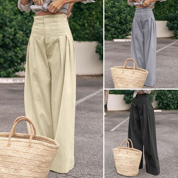 celmia fashion high waist wide leg pants women's zipper casual vintage trousers loose pleated solid female pantalon plus size, Black;white
celmia fashion high waist wide leg pants women's zipper casual vintage trousers loose pleated solid female pantalon plus size, Black;white