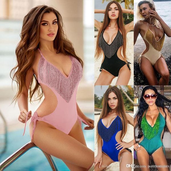 женщины купальники кисточкой one piece купальники роскошная fancy бикини комбинезоны женская одежда 19ss, White;black