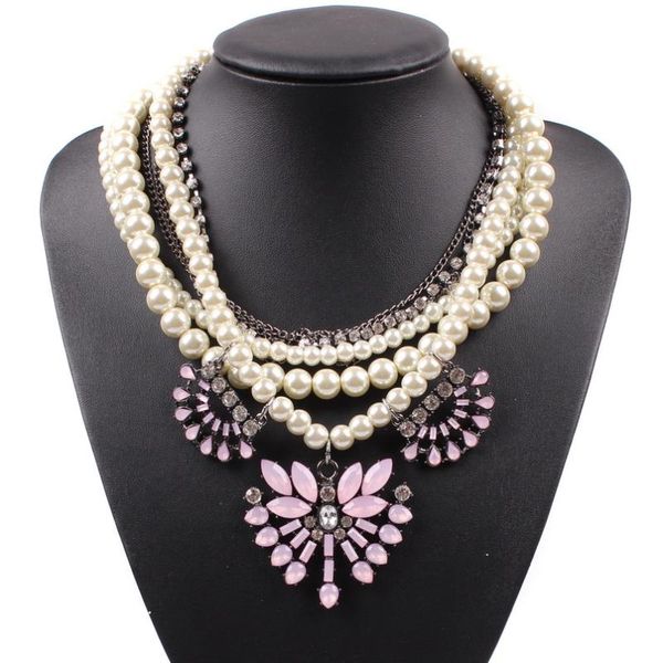 new design fashion crystal pendant multilayer pearl chunky statement necklace for women choker charm luxury jewelry, Silver
new design fashion crystal pendant multilayer pearl chunky statement necklace for women choker charm luxury jewelry, Silver