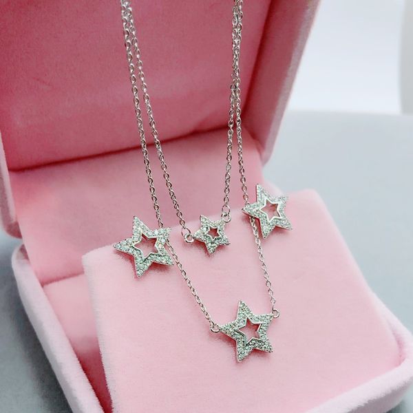 vanifin fashion jewelry graceful double chain star zircon micro inlay necklace with earrings for everyday wedding gift, Silver
vanifin fashion jewelry graceful double chain star zircon micro inlay necklace with earrings for everyday wedding gift, Silver