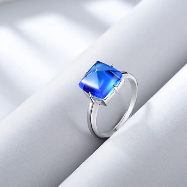 e s925 sterling silver ring blue square crystal gemstone weddings band rings for women girl gift adjustable fashion jewelry, Golden;silver 
e s925 sterling silver ring blue square crystal gemstone weddings band rings for women girl gift adjustable fashion jewelry, Golden;silver