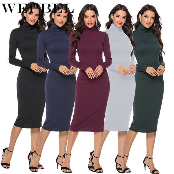 wepbel women long sleeve turtleneck knitted bodycon dress autumn winter sweater midi dresses, Black;gray
wepbel women long sleeve turtleneck knitted bodycon dress autumn winter sweater midi dresses, Black;gray