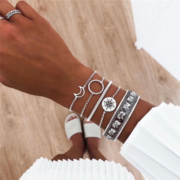 buteeluvv 5pcs/set vintage boho elephant totem cuff bangles for women moon compass charm bracelets set jewelry accessories, Golden;silver
buteeluvv 5pcs/set vintage boho elephant totem cuff bangles for women moon compass charm bracelets set jewelry accessories, Golden;silver