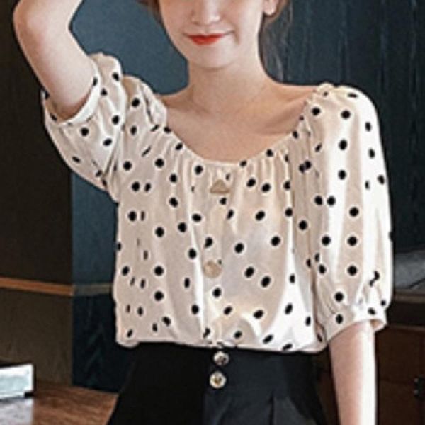 women's blouses & shirts 2021 fashion women short-sleeve puff polka dot square collar ladies blusas mujer de moda, White
women's blouses & shirts 2021 fashion women short-sleeve puff polka dot square collar ladies blusas mujer de moda, White