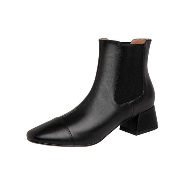 layumi's winter boots women solid middle heel female boots fashion square head short patchwork all match ladies, Black
layumi's winter boots women solid middle heel female boots fashion square head short patchwork all match ladies, Black