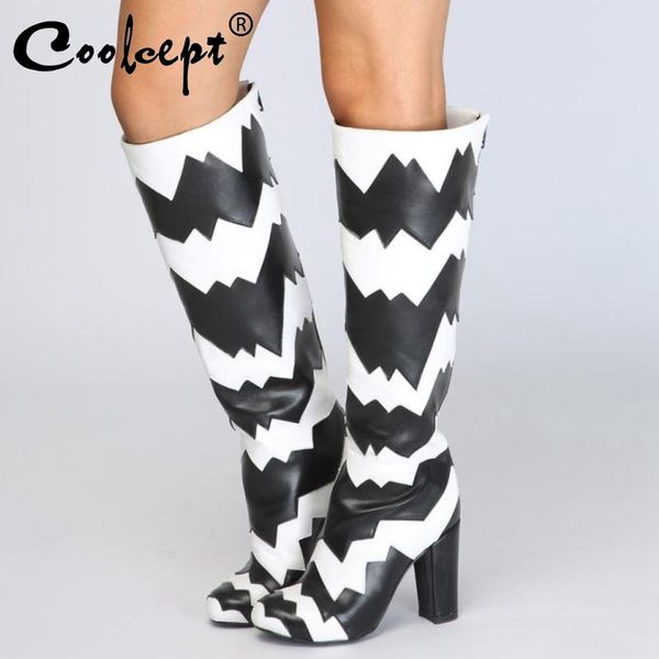 coolcept colors customized boots women high heel boots fashion striped knee high shoes women party plus size 34-47, Black
coolcept colors customized boots women high heel boots fashion striped knee high shoes women party plus size 34-47, Black