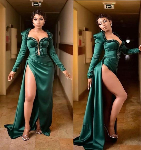 hunter green high split evening dresses sheath prom dresses long sleevesz formal party second reception gowns c173, Black
hunter green high split evening dresses sheath prom dresses long sleevesz formal party second reception gowns c173, Black