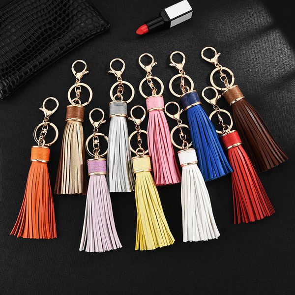Women fashion PU leather tassel gold keychain bag car charms key chain accessories jewelry valentine's day gift wholesale
Women fashion PU leather tassel gold keychain bag car charms key chain accessories jewelry valentine's day gift wholesale