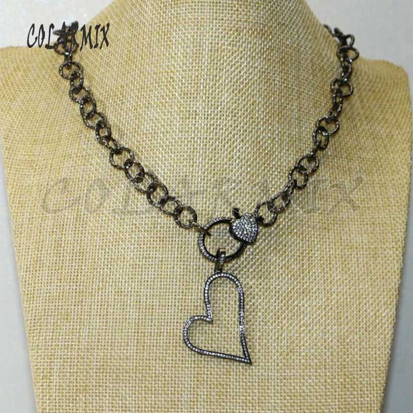 2pcs black necklace zirconia heart pendant necklace link zircon clasp pendant metal chain 50494, Silver
2pcs black necklace zirconia heart pendant necklace link zircon clasp pendant metal chain 50494, Silver