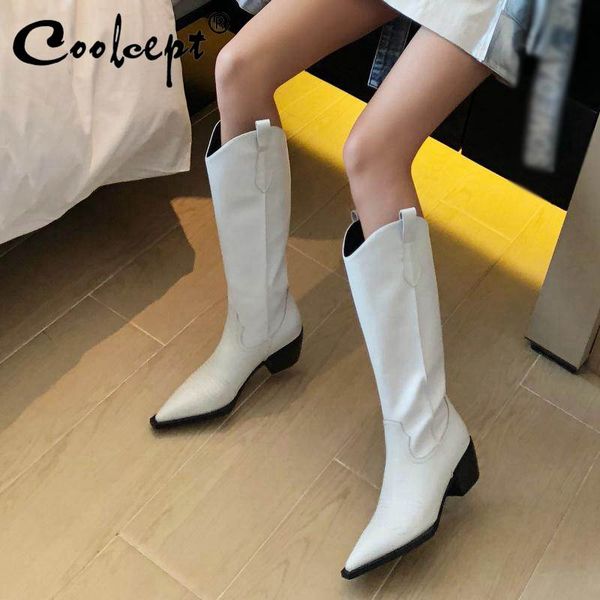 boots coolcept genuine leather knee high women fashion pattern pointed toe autumn winter shoes heel size 34-40, Black
boots coolcept genuine leather knee high women fashion pattern pointed toe autumn winter shoes heel size 34-40, Black