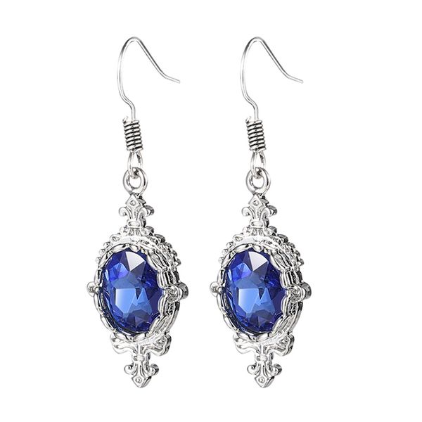 new style blue crystal zirconia drop earrings bridal wedding jewelry for women wholesale earrings for women, Silver