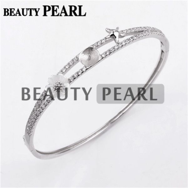 3 pieces pearl bracelet mounting bangle settings flower white shell shiny clear zircon 925 sterling silver
3 pieces pearl bracelet mounting bangle settings flower white shell shiny clear zircon 925 sterling silver