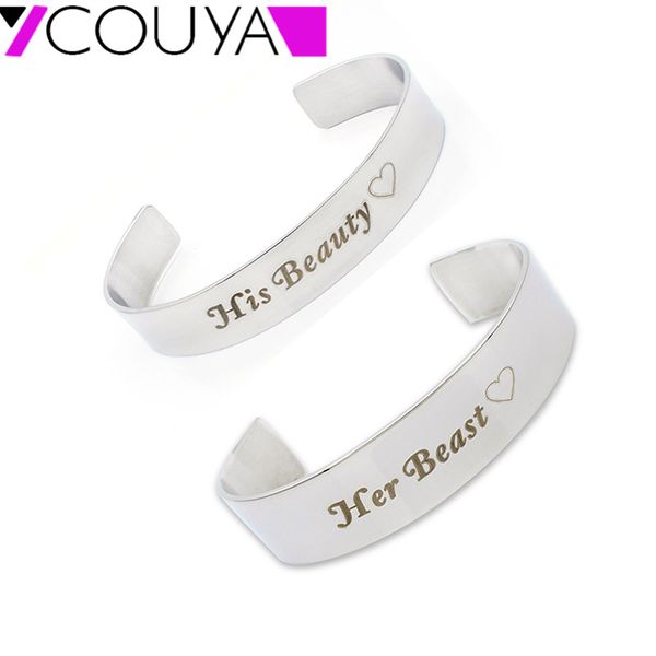 bangle 2021 romantic couple bracelet lovers men women jewelry stainless steel lettering her beast/his beauty open, Black
bangle 2021 romantic couple bracelet lovers men women jewelry stainless steel lettering her beast/his beauty open, Black