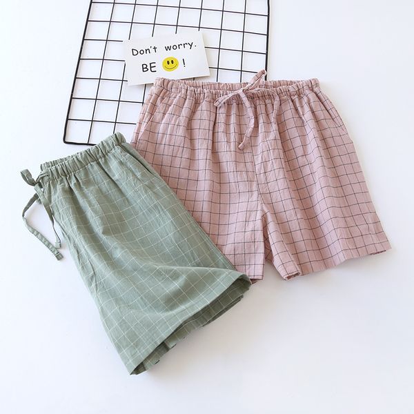 couple pajamas summer new cotton gauze shorts drawstring waist casual lattice men and women home pants lounge pajama short, Black;red
couple pajamas summer new cotton gauze shorts drawstring waist casual lattice men and women home pants lounge pajama short, Black;red