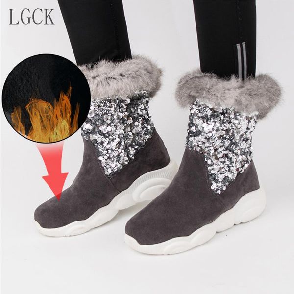 plus size 34-46 winter fashion fur boots thick bottom boots women zipper bling short ankle winter snow, Black
plus size 34-46 winter fashion fur boots thick bottom boots women zipper bling short ankle winter snow, Black