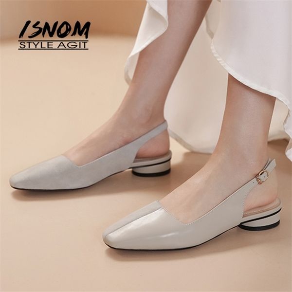isnom new women's sandals leather shoes woman slingback buckle strip summer shoes round low heels sandals ladies square toe 0925, Black
isnom new women's sandals leather shoes woman slingback buckle strip summer shoes round low heels sandals ladies square toe 0925, Black