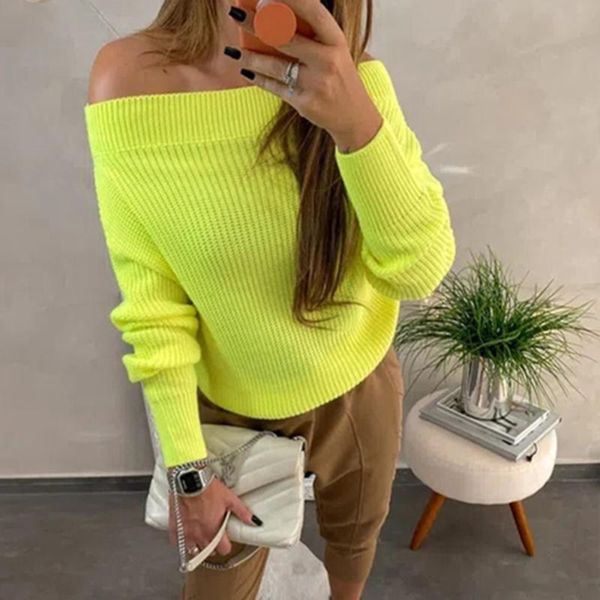 women 2020 autumn casual knitted long sleeve sweater off shoulder fashion ladies spring winter loose pullover d30, White;black
women 2020 autumn casual knitted long sleeve sweater off shoulder fashion ladies spring winter loose pullover d30, White;black