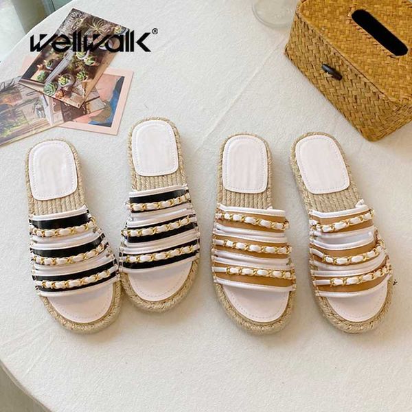 chain strips slippers women flat shoes round toe female casual espadrilles open toe slides ladies brand designer shoe woman, Black
chain strips slippers women flat shoes round toe female casual espadrilles open toe slides ladies brand designer shoe woman, Black