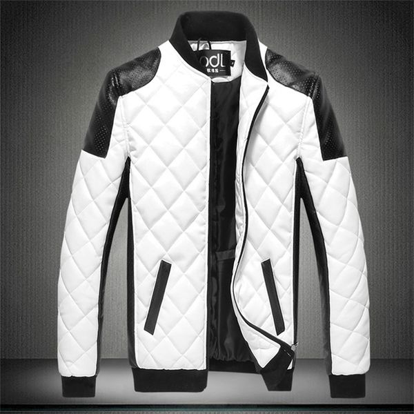 new autumn men's pu cotton jackets black white patchwork leather jacket moto biker locomotive outerwear male casual coat
new autumn men's pu cotton jackets black white patchwork leather jacket moto biker locomotive outerwear male casual coat