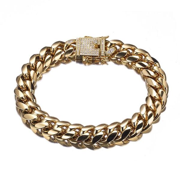12mm wide gold tone mens rhinestone 316l stainless steel curb cuban link chain bracelet male jewelry 7-11, Black 
12mm wide gold tone mens rhinestone 316l stainless steel curb cuban link chain bracelet male jewelry 7-11, Black