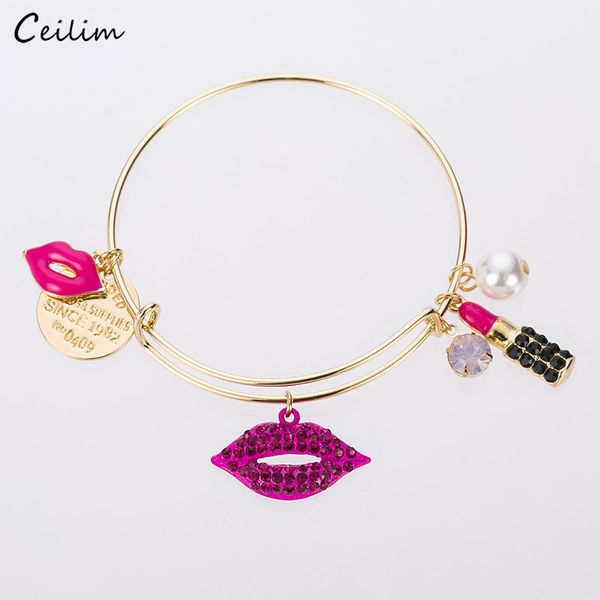 fashion lips lipstick cosmetic charm bangle bracelets diy charm expandable metal bangles bracelets girlfriends gifts, Black
fashion lips lipstick cosmetic charm bangle bracelets diy charm expandable metal bangles bracelets girlfriends gifts, Black