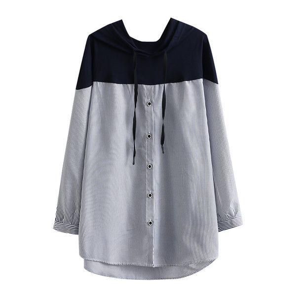 women's blouses & shirts autumn women hooded ladies female long sleeve stripe splice loose plus size clothing g1 a33, White
women's blouses & shirts autumn women hooded ladies female long sleeve stripe splice loose plus size clothing g1 a33, White