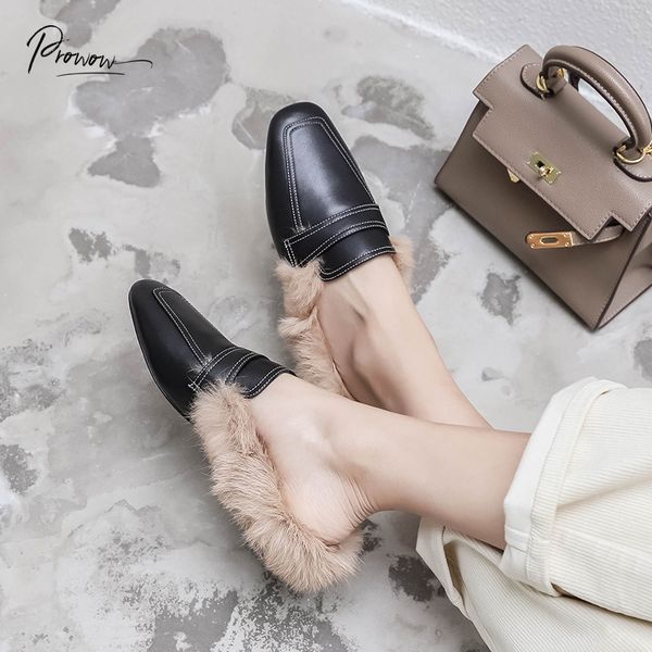 slippers prowow fashion style black genuine leather shoes woman round toe real fur inside women mules
slippers prowow fashion style black genuine leather shoes woman round toe real fur inside women mules