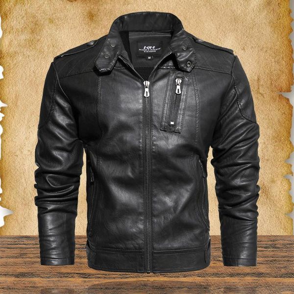 men's fur & faux men fleece motorcycle leather jacket man stand collar zipper bomber coat male fashion vintage biker thick outerwear, Black
men's fur & faux men fleece motorcycle leather jacket man stand collar zipper bomber coat male fashion vintage biker thick outerwear, Black