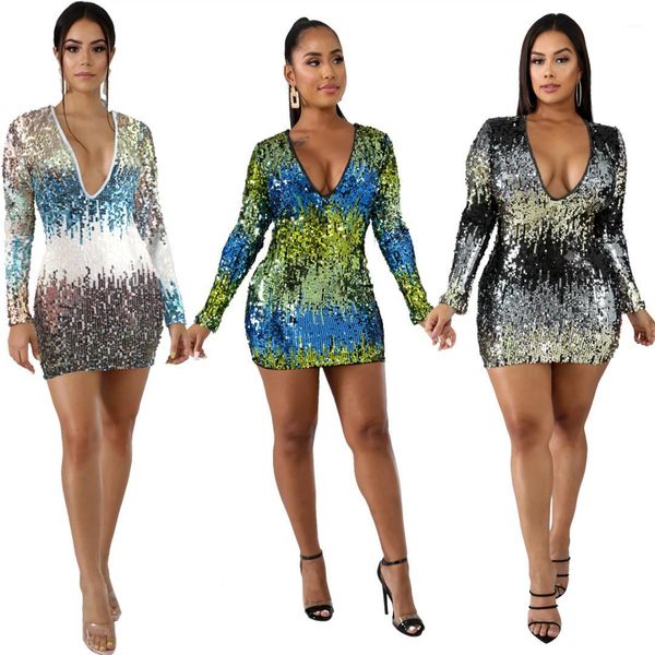 long sleeve v neck fashion women bodycon dresses sequins mini party dress womens designer dresses, Black;gray
long sleeve v neck fashion women bodycon dresses sequins mini party dress womens designer dresses, Black;gray