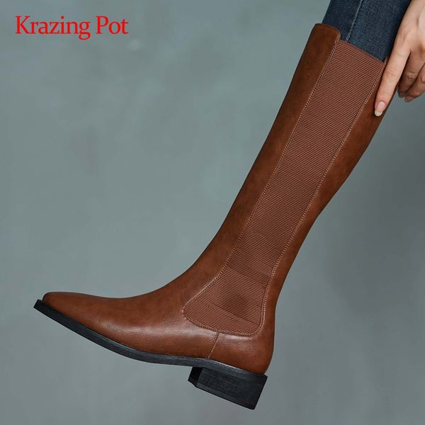 krazing pot equestrian boots high fashion patchwork thick med heel round toe zipper stretch classic colors knee high boots l60, Black
krazing pot equestrian boots high fashion patchwork thick med heel round toe zipper stretch classic colors knee high boots l60, Black